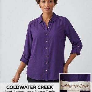 Coldwater Creek Purple Stud-Accent Button-Front Shirt